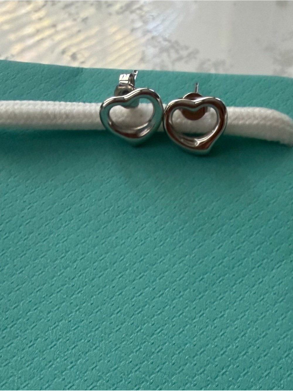 Sterling Silver Heart Stud Earrings - Silver Au750 over.